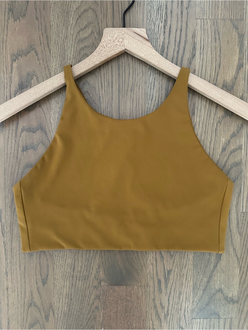 Girlfriend Collective Topanga Halter Bra in Saddle Golden Ochre Yellow Medium